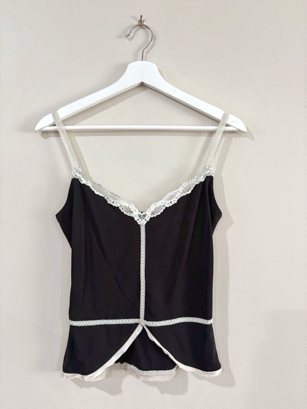 Nicole Miller Collection Cami Women S Black Lace Trim Y2K Coquette Chic Party